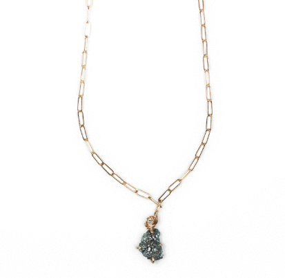 Diamond Bezel Paperclip Link Chain Necklace | Caitlyn Minimalist